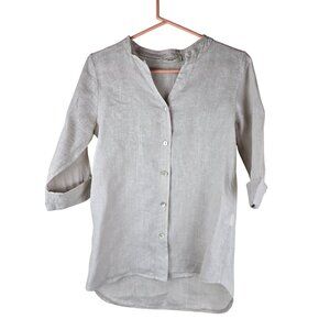 Lungo L'Arno Beige Linen Button-Up Shirt M Classic Quiet Luxury Made in Italy